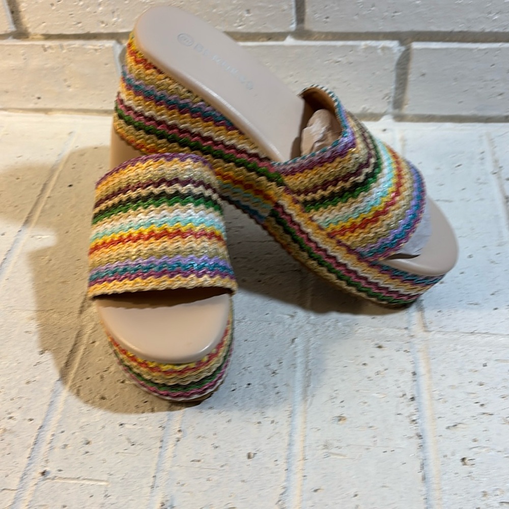 Colorful platform, wedge sandals. Never worn.